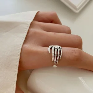 Bague main de squelette à 5 doigts