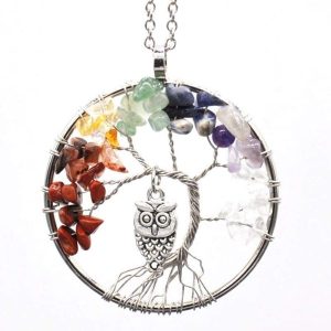 Collier Arbre de Vie 7 Chakras Chouette
